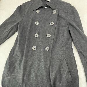 Cabi Women’s Casablanca Ponte Knit Double Breasted Gray Trench Blazer‎ Sz Medium